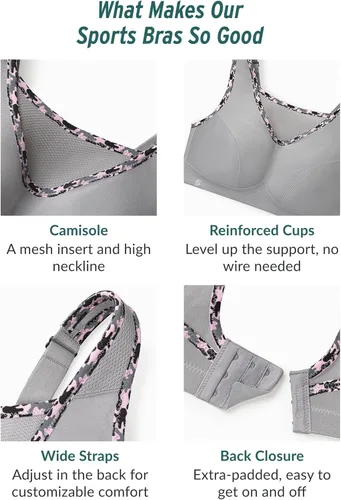 Vista 6 de Full Figure Plus Size No-Bounce Camisole Sports Bra Wirefree #1066