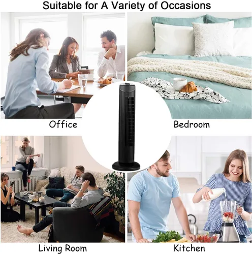 Vista 8 de COSTWAY Ventilador de torre, ventilador de torre oscilante de 28 pulgadas, enfriamiento silencioso para toda la habitación, 3 velocidades, 3 modos