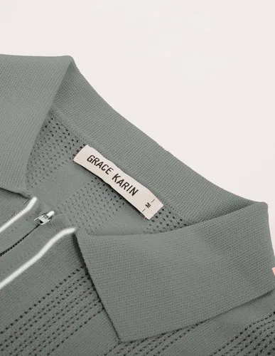 Vista 4 de GRACE KARIN Polo de punto transpirable para hombre, textura ligera, camisas de golf