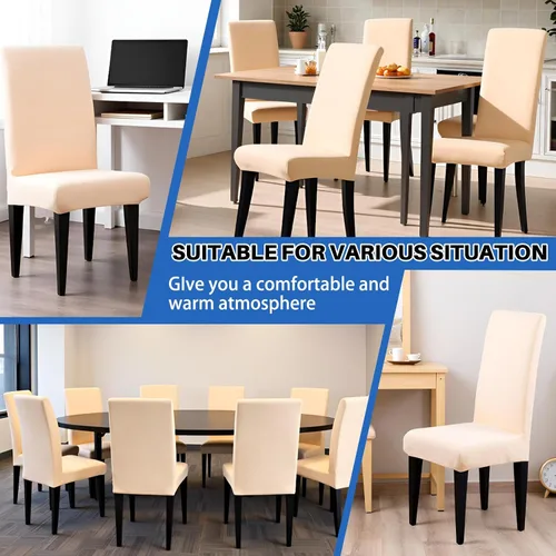 Vista 8 de Dioxide Fundas de Silla de Alto Estirar para Sillas de Comedor, Juego de Fundas de Silla de Comedor Lavables de 4, Fundas de Asiento de Silla