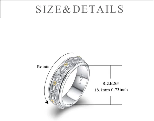 Vista 11 de POPLYKE Anillos giratorios giratorios de plata de ley para aliviar el estrés para mujeres