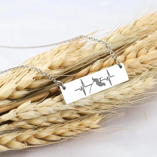 Vista 3 de Collar con colgante de latido del corazón para hombre, bóveda de regalo, para hombre, bóveda de bóveda, entrenador, joyería, regalo de pista y campo