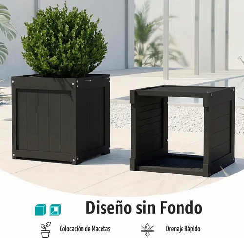 Vista 5 de Domi - Macetero de alta densidad con cajas de flores Negro