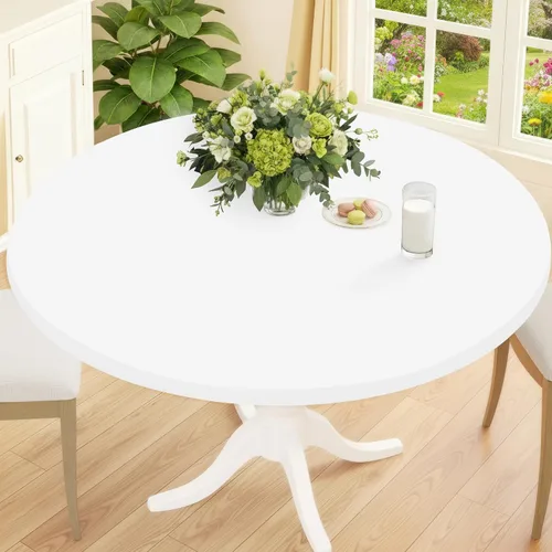 Vista 21 de Smiry Mantel Redondo de Spandex, Manteles Elásticos Ajustados Lavables para Mesas de 18"-24", Cubierta de Mesa de Pícnic Elástica Impermeable