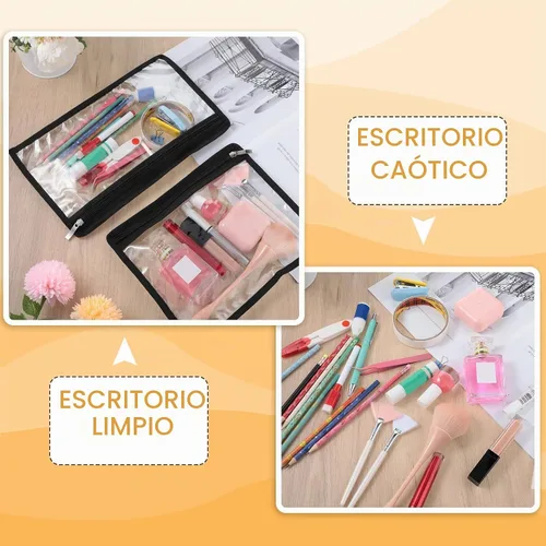 Vista 4 de Chengu Paquete de 9 bolsas transparentes con cremallera impermeable de PVC, lado negro