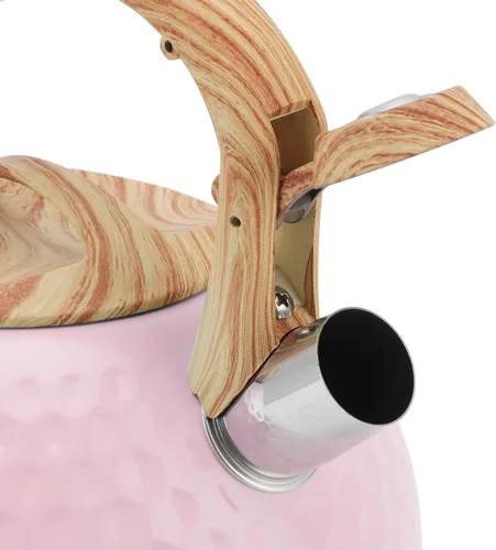 Vista 5 de Hervidor de té, tetera de acero inoxidable de 3 litros, estufa doméstica silbante, tetera versátil para estufa (9.1 in-rosa)