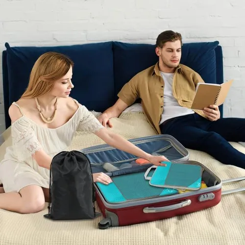 Vista 7 de vabomn Cubos de compresión para maletas, juego de 6 cubos organizadores de viaje para artículos esenciales de viaje, juego de bolsas organizadores