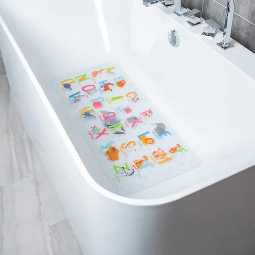 Vista 8 de BEEHOMEE Tapete antideslizante para bañera de dibujos animados para niños, 34 x 15 pulgadas, tamaño XL, tapete de ducha antideslizante para niños