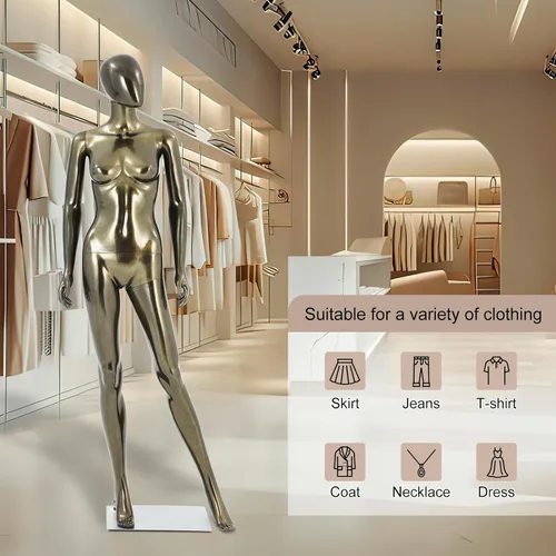 Vista 7 de Maniquí masculino y femenino de cuerpo completo de bronce, 2 piezas de maniquíes ajustables soporte de maniquíes realistas juego de exhibición