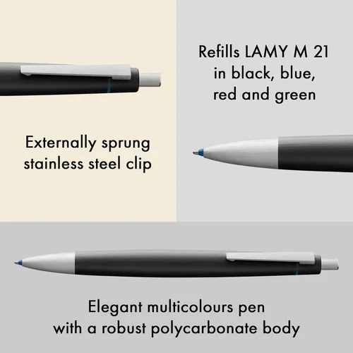 Vista 2 de Lamy 2000 – Bolígrafo con cepillado SS Clip en 4 colores (L401)