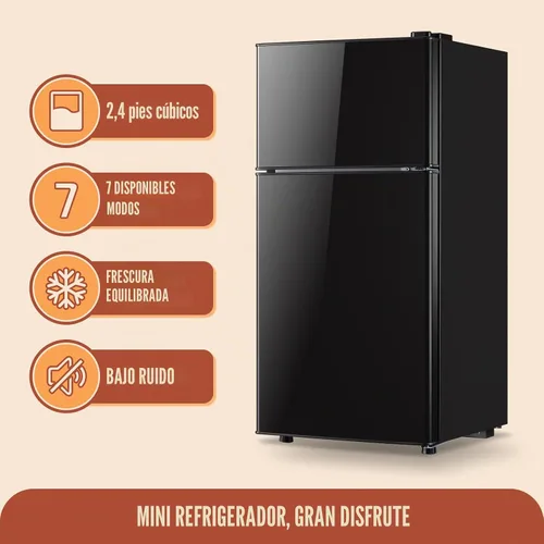 Vista 4 de DEMULLER - Refrigerador mini de 2.4 pies cúbicos con puertas dobles, pequeño refrigerador con congelador separado y control de temperatura ajustable