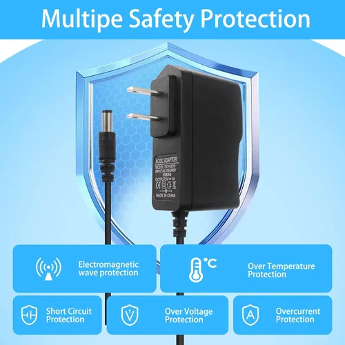 Vista 5 de 5V 1A Cable de alimentación con 8pcs DC Connector Universal 5W Power Adapter Wall Charger Plug, AC 100-240V to DC 5V 1A 800mA 500mA, 5.5 * 2.5mm