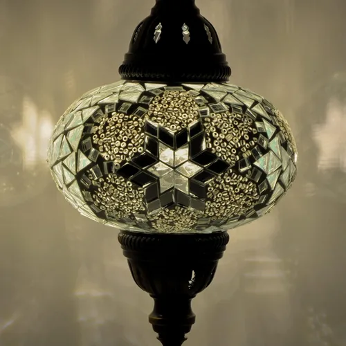 Vista 3 de Lámpara turca de mesa de mosaico para el hogar, lámpara marroquí turca con base de bronce, lámpara de noche Tiffany hecha a mano Lámpara de noche