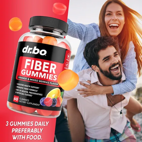 Vista 6 de DR. BO Fiber Gummies - Limpiador de colon y jengibre, sabroso suplemento de fibra prebiótica gomosa, apoyo para el movimiento intestinal