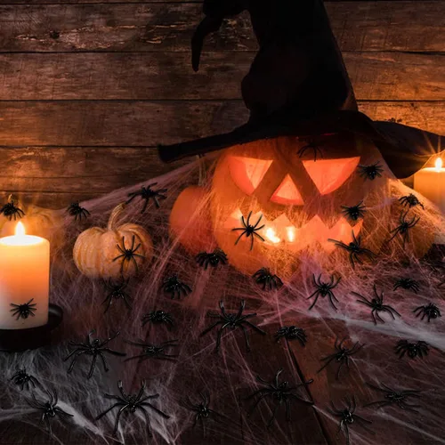 Vista 5 de Civaner 120 arañas de plástico realistas de Halloween, 3 tamaños