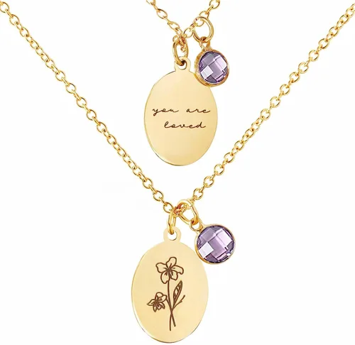 Vista 13 de Collar de flores de nacimiento, collar de piedra natal de diciembre, collar con dije para mamá, regalos de cumpleaños, cadena de oro, delicado