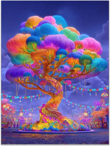 Vista 18 de VOCBAN Naturaleza árbol de la vida imágenes abstractas lienzo pintura grande moderno lienzo arte de pared árboles coloridos sala de estar decoración