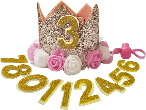 Vista 6 de Sombrero de cumpleaños para perro, corona ajustable reutilizable para perros, gatos, cachorros, gatitos, fiesta de cumpleaños con números azul oscuro