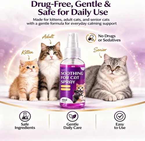 Vista 8 de Spray calmante para gatos, 15% F3 Spray de feromonas para gatos para ayudar a calmar durante el viaje y el estrés y reducir la pulverización