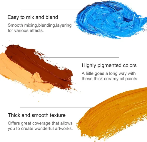 Vista 5 de AUREUO - Juego de pintura al óleo, tubos de 12 x 0.4 fl oz/0.4 onzas líquidas, pinturas a base de aceite no tóxicas para pintura en lienzo