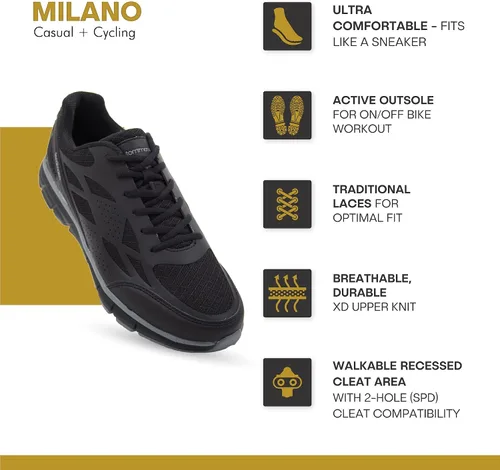 Vista 2 de Tommaso Zapatos de ciclismo para hombre, para interiores, para ciclismo y desplazamiento, para uso urbano, compatible con tacos SPD, cordones