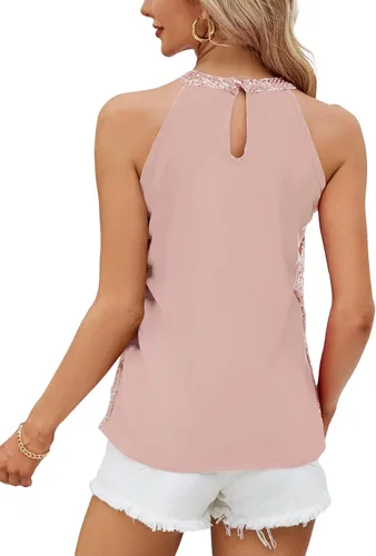 Vista 2 de Vrtige Blusa sin mangas plisada con lentejuelas brillantes para mujer