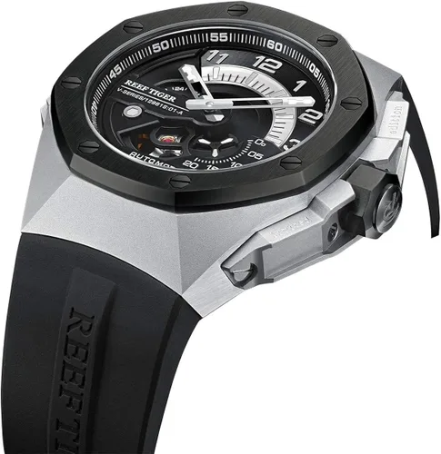 Vista 2 de REEF TIGER Relojes mecánicos automáticos deportivos de lujo para hombre, relojes de acero RGA92S7