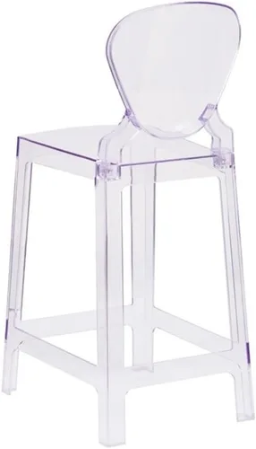 Vista 4 de Home Square Taburete fantasma de 25" en cristal transparente - Juego de 2
