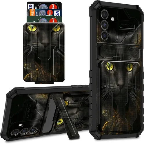 Vista 48 de Funda protectora de TPU suave para Samsung Galaxy A03S con soporte para tarjeta de crédito y soporte de doble capa de policarbonato duro de TPU