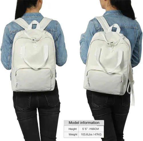 Vista 5 de Mochila de lona unisex para bricolaje (blanco 02), Beige, Mochila de lona DIY