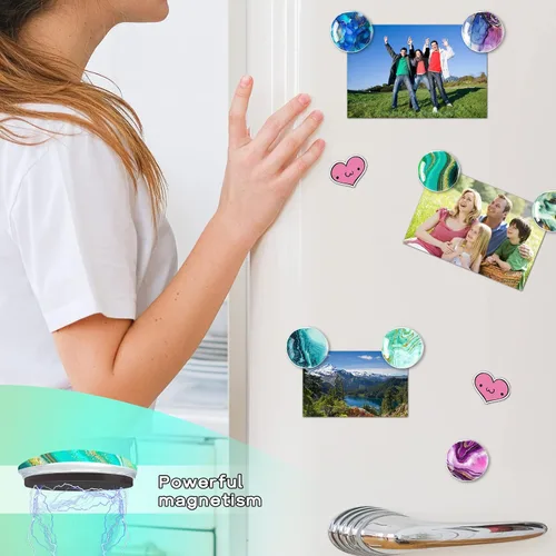 Vista 4 de DARUITE 12 imanes para nevera, imanes para refrigerador, bonitos imanes de mármol de vidrio para pizarra blanca, imán de casillero, decoración