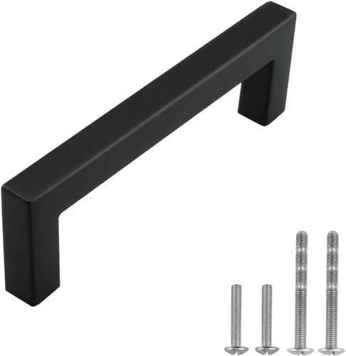 Vista 12 de Modket Paquete de 1 manija cuadrada europea para gabinete de acero inoxidable 304 de 2 pulgadas, pomo negro mate