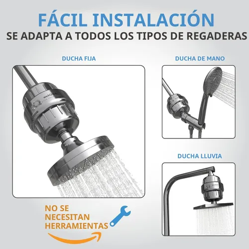 Vista 7 de WeAQUA Filtros de Ducha de Servicio Pesado Familiar Paquete de 2 – 99% de Eliminación para Agua Dura, Cloro, Fluoruro, Metales Pesados, Micro-vida
