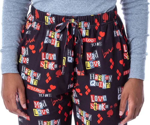 Vista 3 de DC Comics Womens Harley Quinn Love Stinks Loungewear Pajama Pants