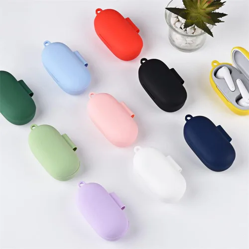Vista 6 de DAYJOY - Juego de 2 fundas protectoras de silicona suave compatibles con auriculares Huawei Freebuds SE, funda protectora con mosquetón