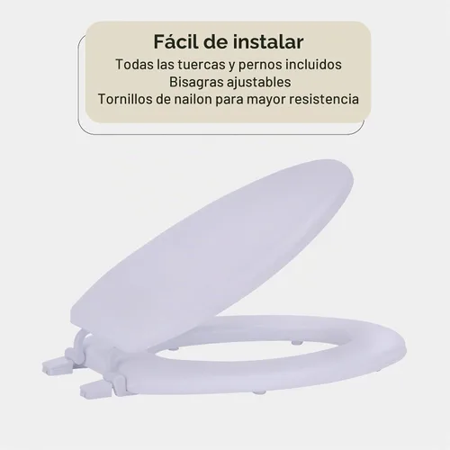 Vista 4 de Asiento de inodoro alargado de vinilo suave, blanco - Funda de vinilo suave de 19 pulgadas con amortiguación de espuma para mayor comodidad - Se