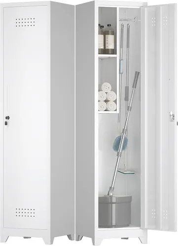 Vista 9 de Armario de almacenamiento de garaje de 28 pulgadas de alto, gabinetes de pared de garaje de metal con puertas y estantes, gabinete pequeño