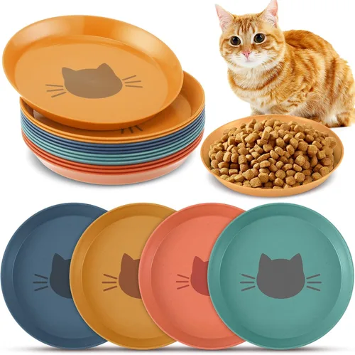 Vista 9 de Gerrii 12 cuencos redondos de 6 pulgadas para aliviar la fatiga de la barba, platos húmedos para gatos de 6 pulgadas, platos anchos y pequeños