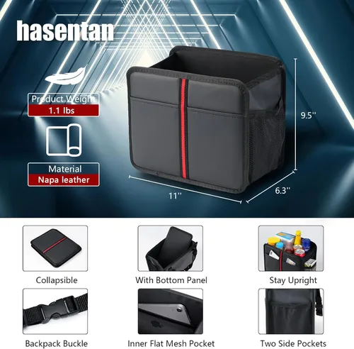Vista 4 de Hanging Car Seat Organizer Backseat Car Organizer - Premium PU Leather Car Backseat Organizer Road Trip Essentials, Multifunction Car Seat Back
