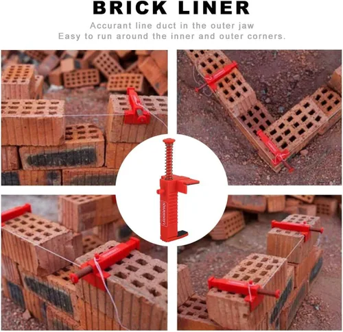 Vista 4 de Herramientas de fontanero de revestimiento de ladrillo 2PCS Herramienta de medición de nivelación de ladrillos para construcción de edificios (rojo)