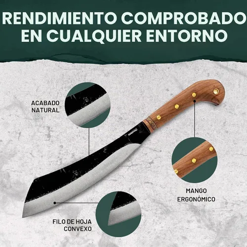 Vista 4 de Condor Tool & Knife Mini Duku Heavy Duty Machete with Sheath, Walnut Handle - Hand Crafted Welted Leather Sheath - Camping Machete Knife - 10.5in