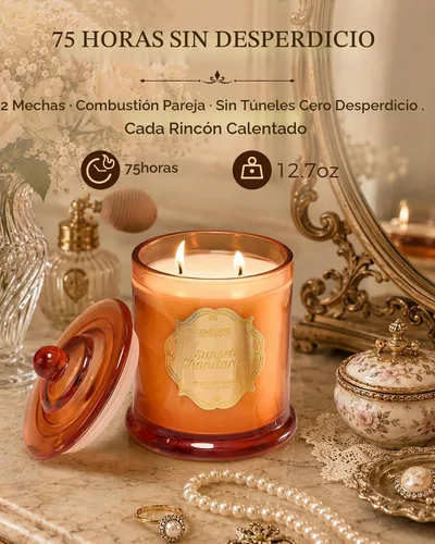 Vista 4 de M&SENSE Velas de Cítricos para el Hogar Aromáticas, Vela de Soja Orgánica Natural de 12.7oz 75 Horas de Larga Duración de Combustión Lenta, Vela