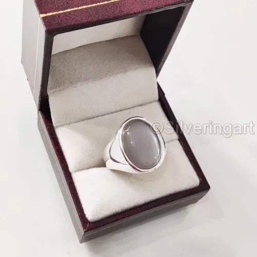 Vista 5 de Grey Moonstone Ring, Silver Jewelry, 925 Silver Ring, Anniversary Gift, Natural Grey Moonstone, June Birthstone Ring, Heavy Mens Ring, Spiritual