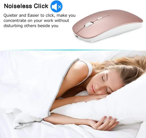 Vista 6 de Ratón inalámbrico Bluetooth de 2.4 GHz, modo doble, delgado, recargable, mouse inalámbrico silencioso USB, 3 DPI ajustables, compatible con laptop