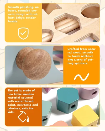 Vista 4 de Biottro Montessori - Juguetes para niños de 3, 4, 5 años, 5 en 1, juguete educativo de aprendizaje para niños y niñas, cuentas apilables a juego
