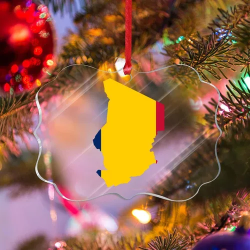 Vista 11 de Silueta de la bandera de Bután, adornos para árbol de Navidad, bandera nacional, recuerdo, decoraciones de Navidad, adornos acrílicos de Bután