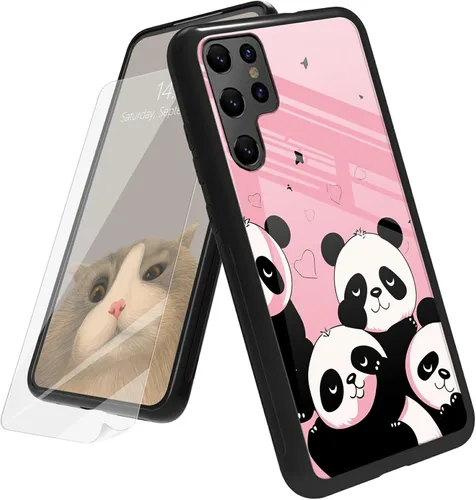 Vista 73 de Funda para Samsung Galaxy A12 5G con protector de pantalla, parte trasera de vidrio templado + TPU de silicona suave que absorbe los golpes