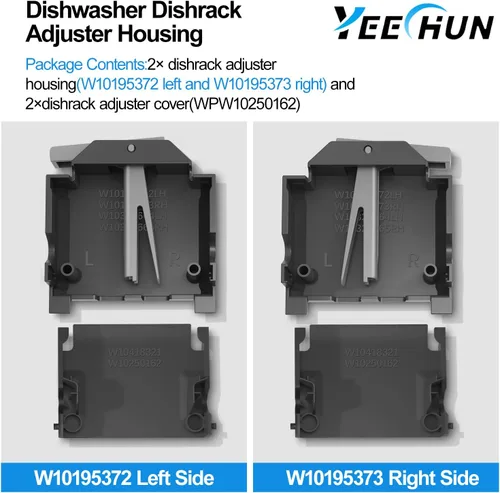 Vista 5 de Ajustador de escurridor de lavavajillas W10195372 W10195373 mejorado carcasa izquierda derecha para Whirlpool WDT730PAHZ0 WDT750SAHZ0 partes