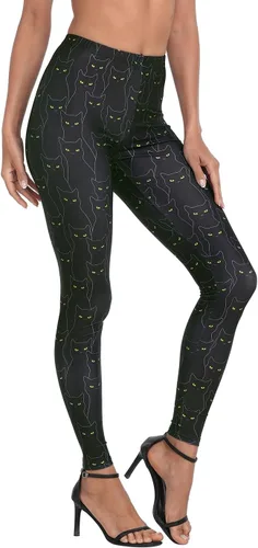 Vista 4 de HDE Leggings de entrenamiento con diseño de moda. Divertidos estampados impresos con gráficos de moda