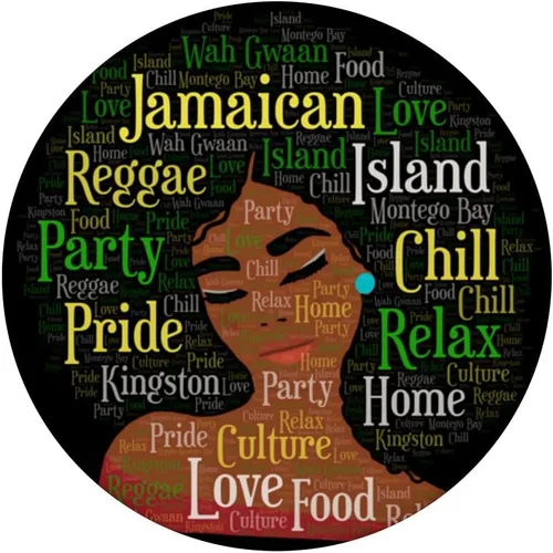 Vista 3 de Palabras afro de mujer jamaicana, colores de bandera, PopSockets intercambiables PopGrip